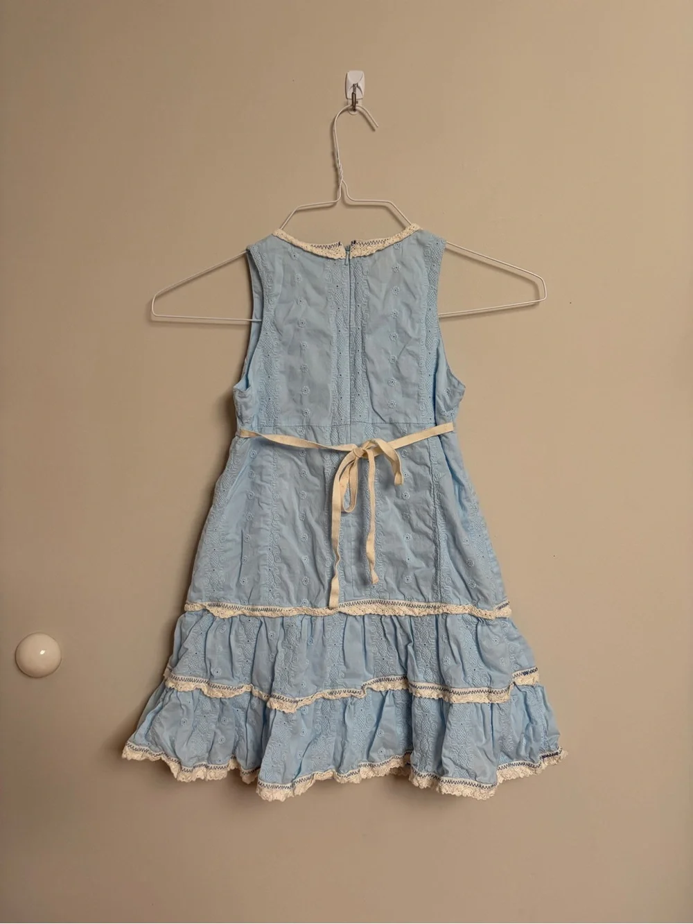 The Children's Place Sky Blue Eyelet Ruffle Tiered Sleeveless Dress Size 8 - Picture 4 of 6